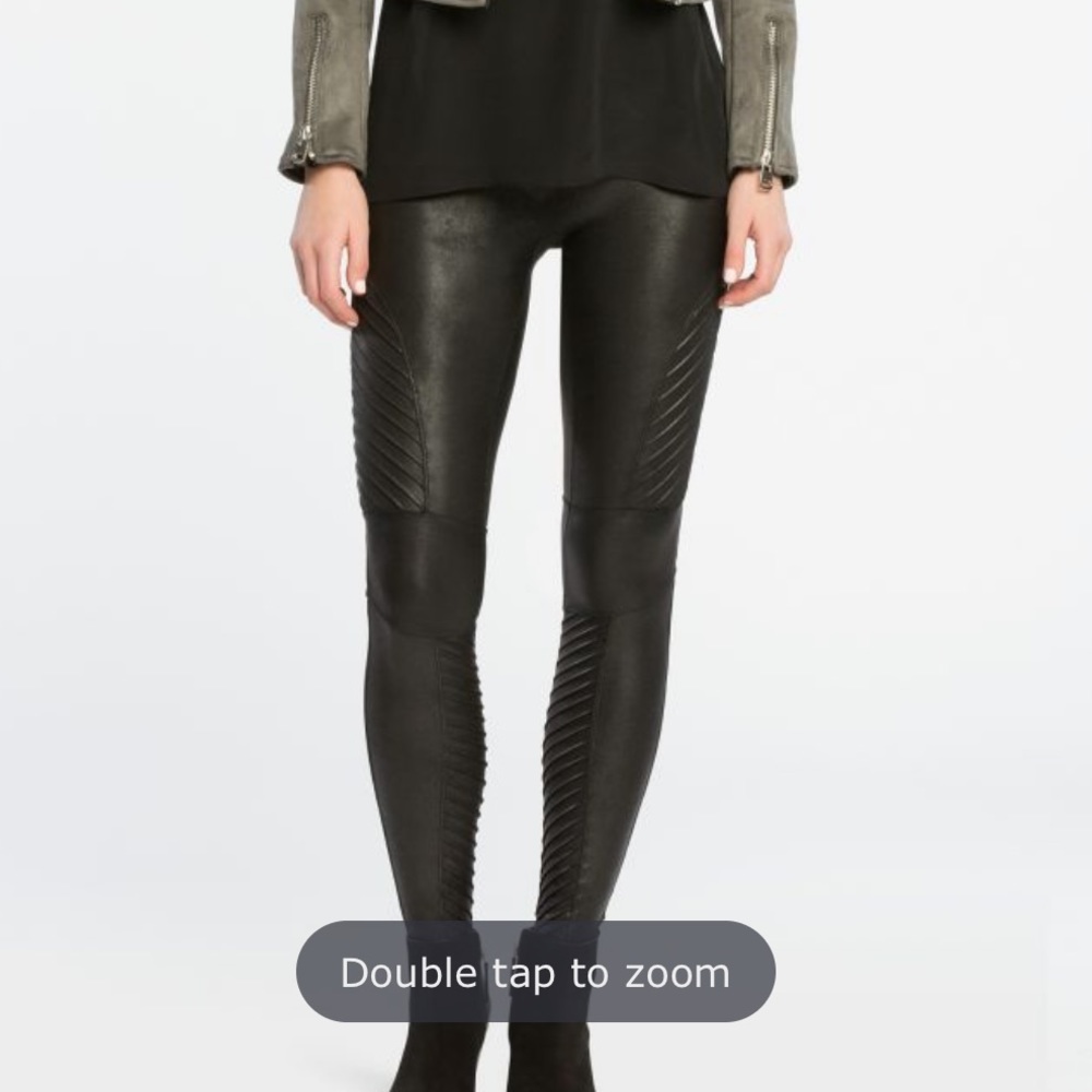 SPANX Faux Leather Motto Leggings